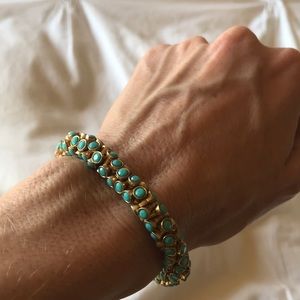 Stella & Dot gold and turquoise beaded bracelet